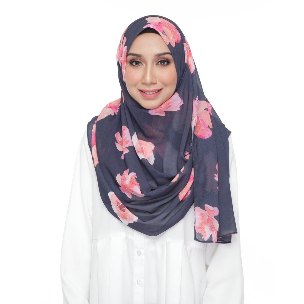 Instant Shawl Lily - Roses Indigo