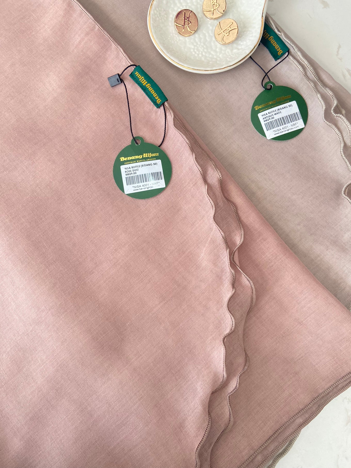 Tudung Bawal Nisa Ruffle - 38 Rose Dust