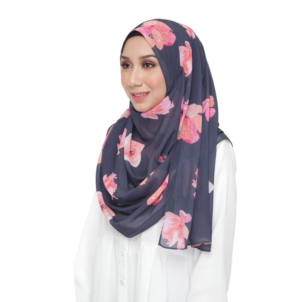 Instant Shawl Lily - Roses Indigo