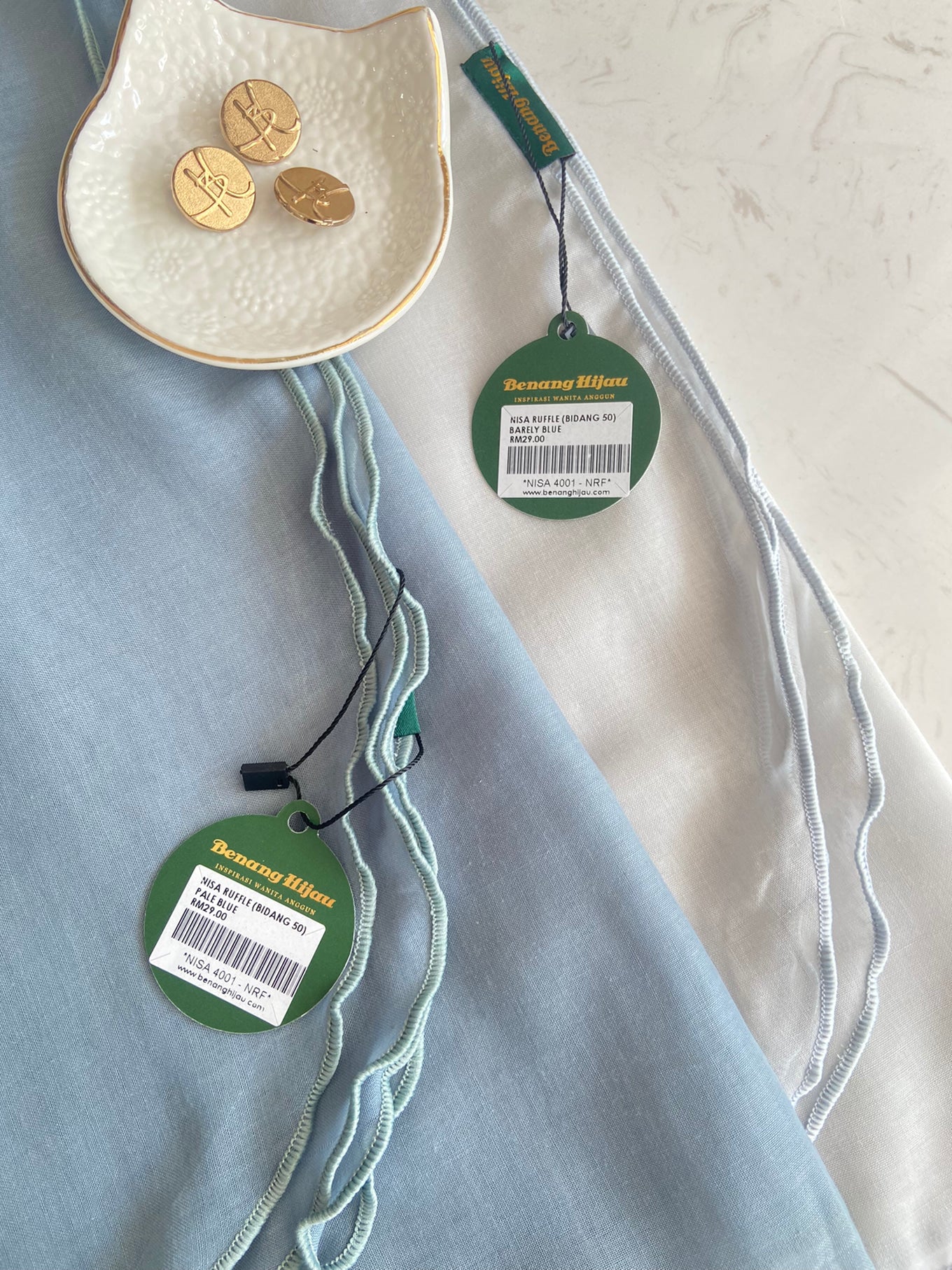 Tudung Bawal Nisa Ruffle - 86 Pale Blue