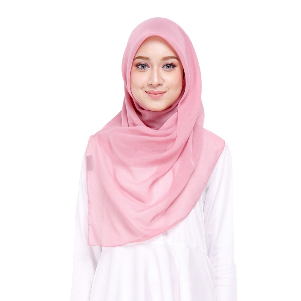 Tudung Bawal Maira Square - Coral Blush
