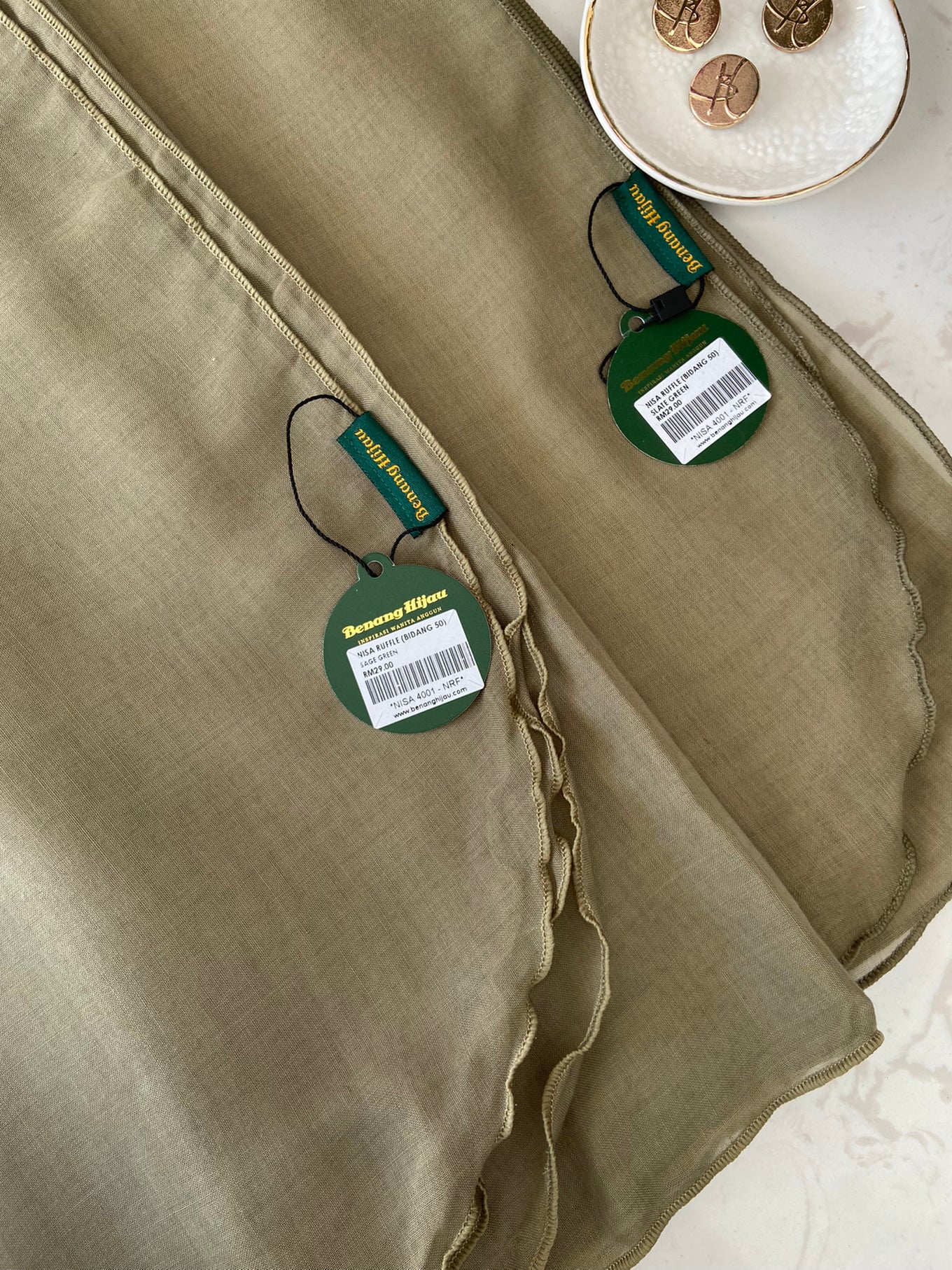 Tudung Bawal Nisa Ruffle - 84 Sage Green