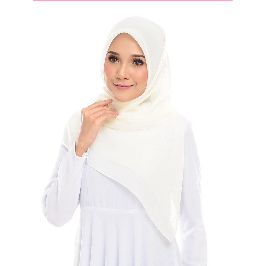 Tudung Bawal Maira Square - Cream Yellow