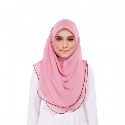 Tudung Bawal Maira Ruffle - Pinky Shades