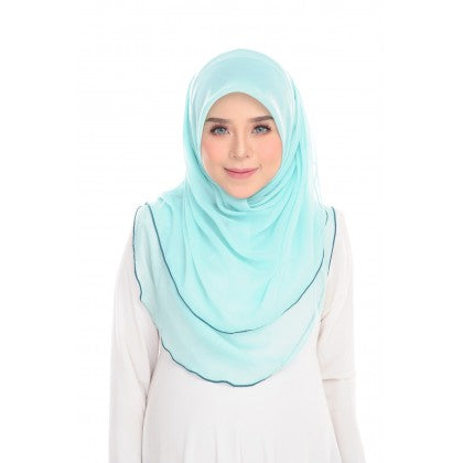 Tudung Bawal Maira Ruffle - Bluish Shades