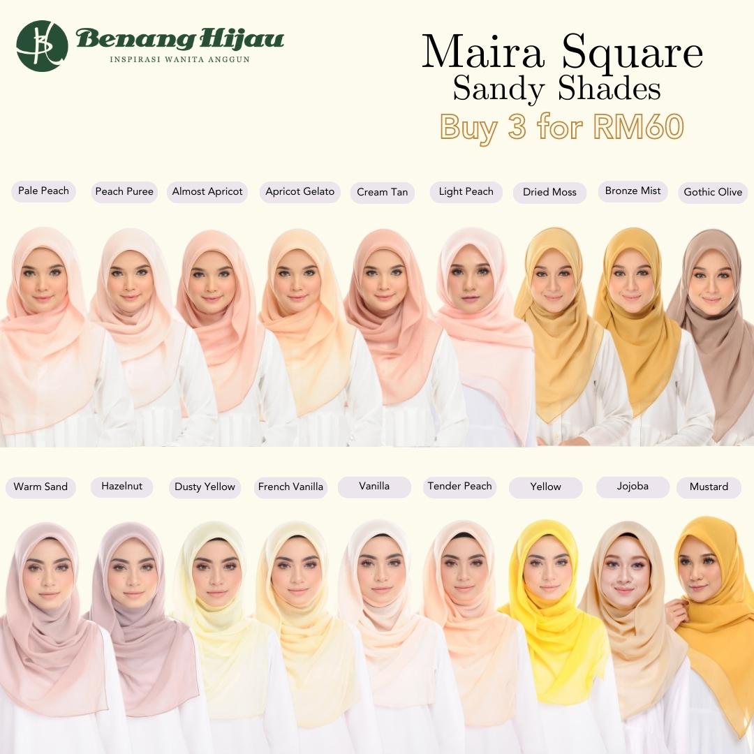 Tudung Bawal Maira Square - Sandy Shades