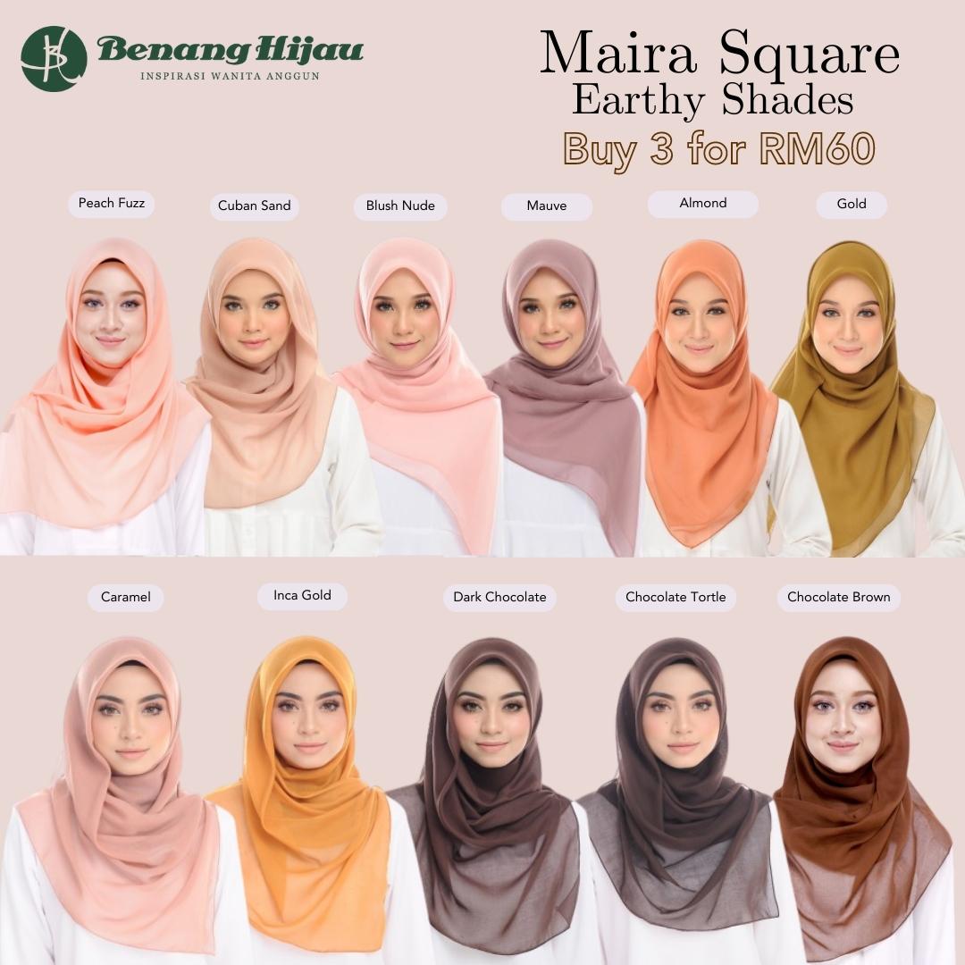 Tudung Bawal Maira Square - Earthy Shades