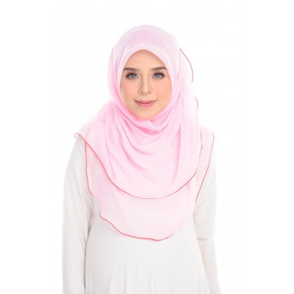 Tudung Bawal Maira Ruffle - Pinky Shades