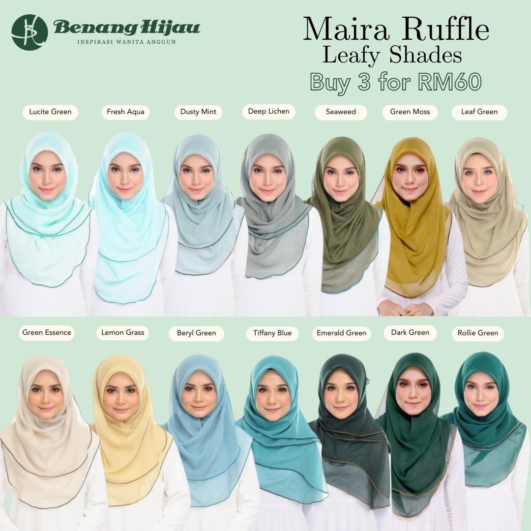 Tudung Bawal Maira Ruffle - Leafy Shades