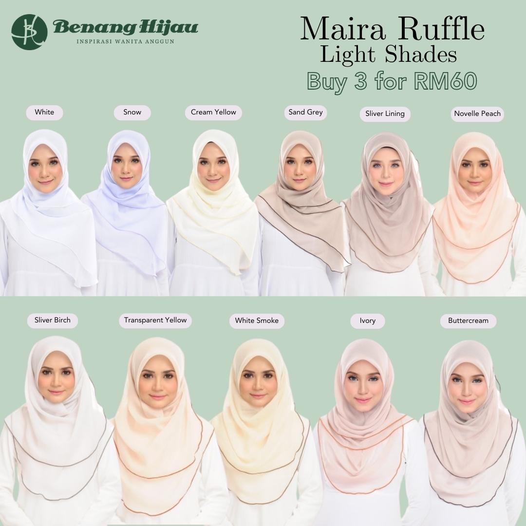 Tudung Bawal Maira Ruffle - Light Shades