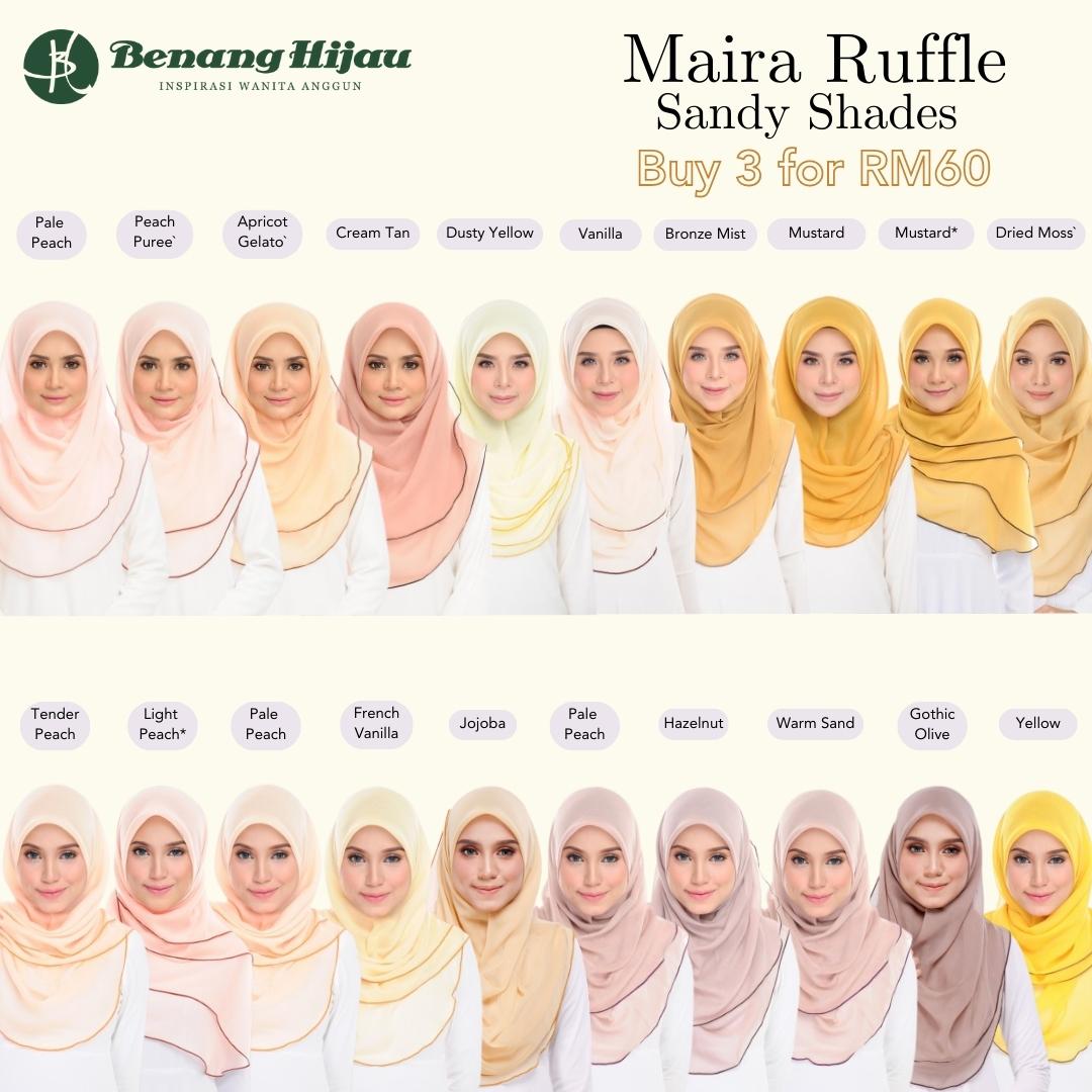 Tudung Bawal Maira Ruffle - Sandy Shades