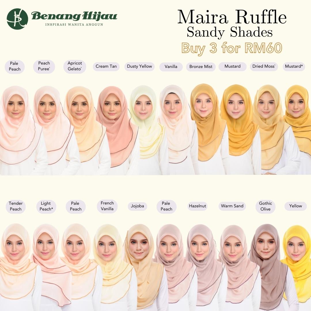 Tudung Bawal Maira Ruffle - Sandy Shades