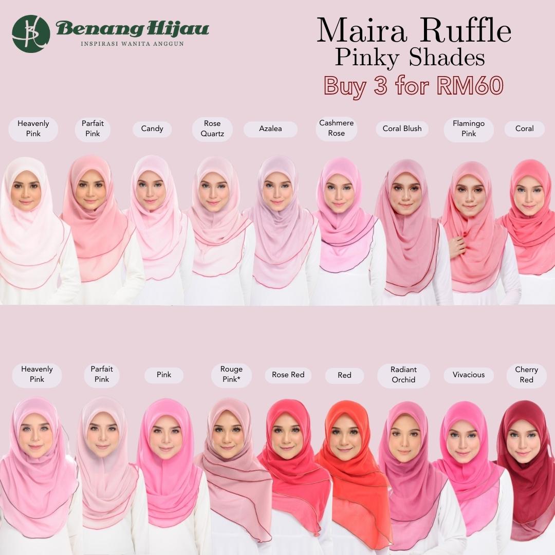 Tudung Bawal Maira Ruffle - Pinky Shades