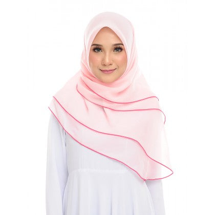 Tudung Bawal Maira Ruffle - Pinky Shades