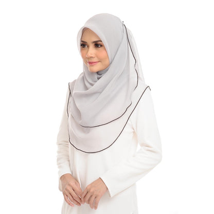 Tudung Bawal Maira Ruffle - Vaporous Grey