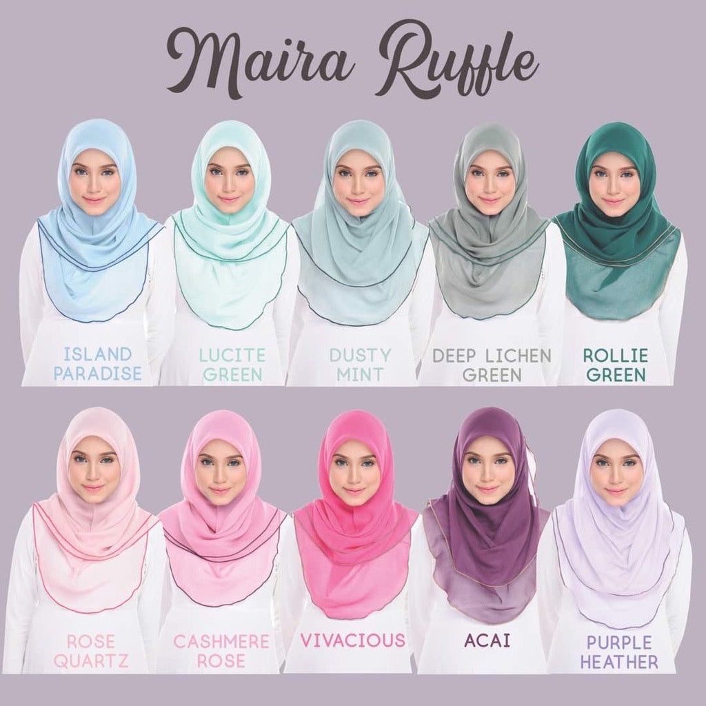 Tudung Bawal Maira Ruffle - Deep Lichen Green