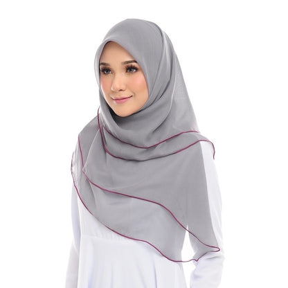 Tudung Bawal Maira Ruffle - Grey