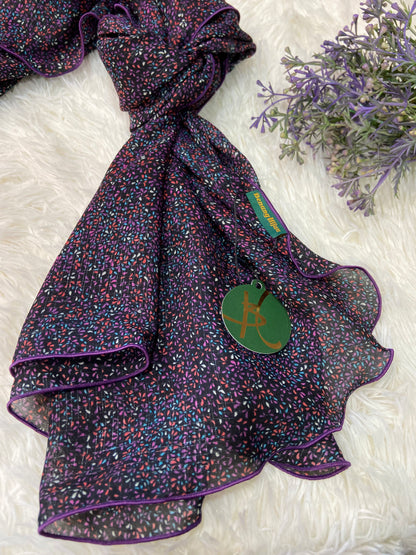 Tudung Bawal Zara Printed - Ditsy Violet