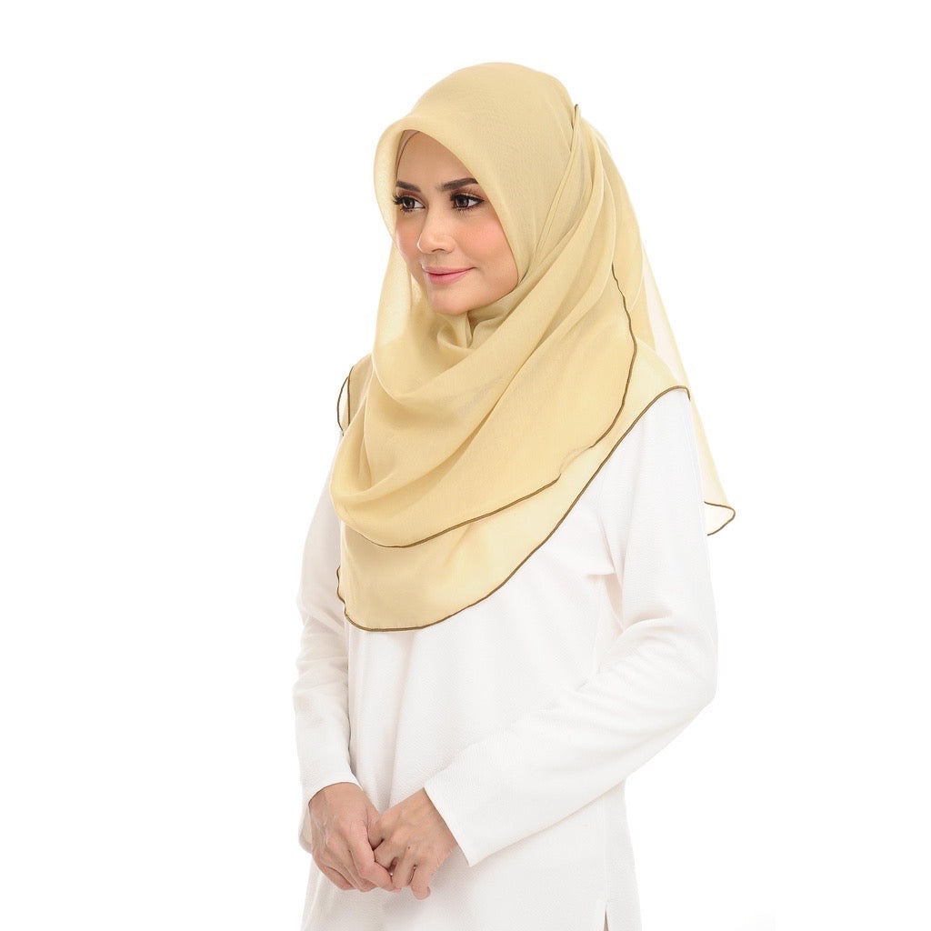 Tudung Bawal Maira Ruffle - Lemongrass