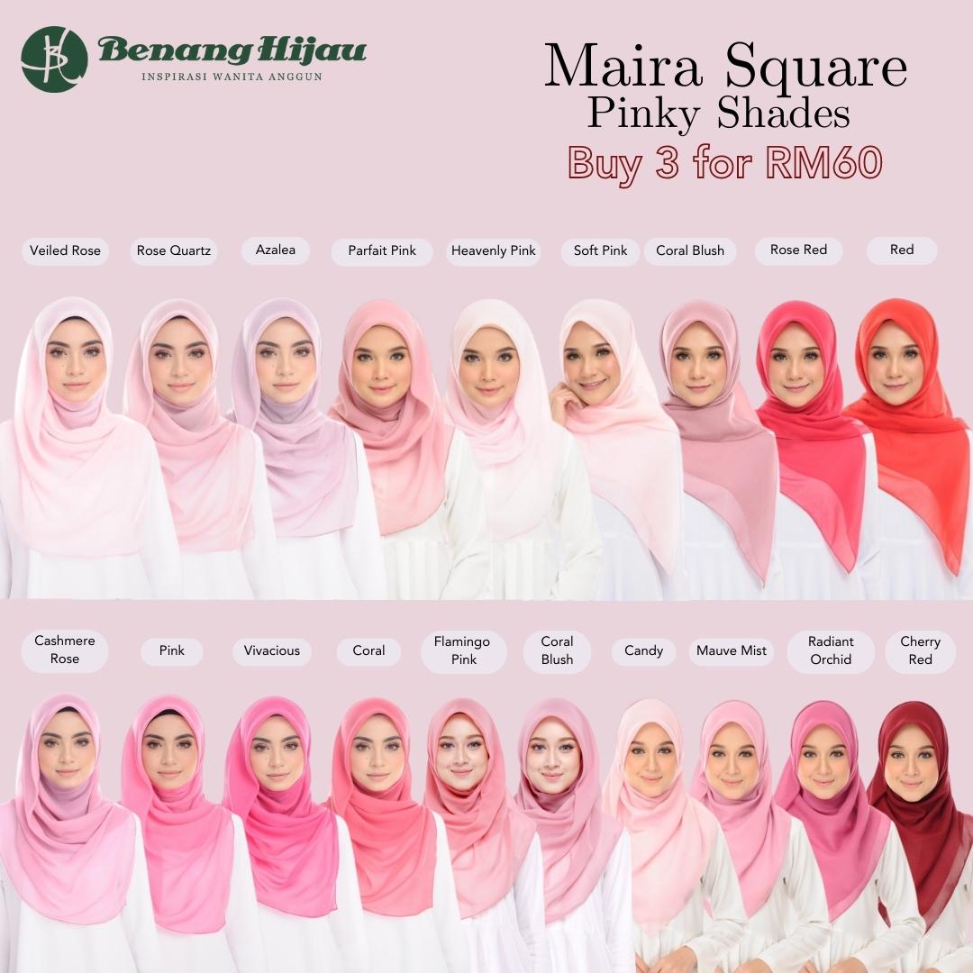Tudung Bawal Maira Square - Pinky Shades