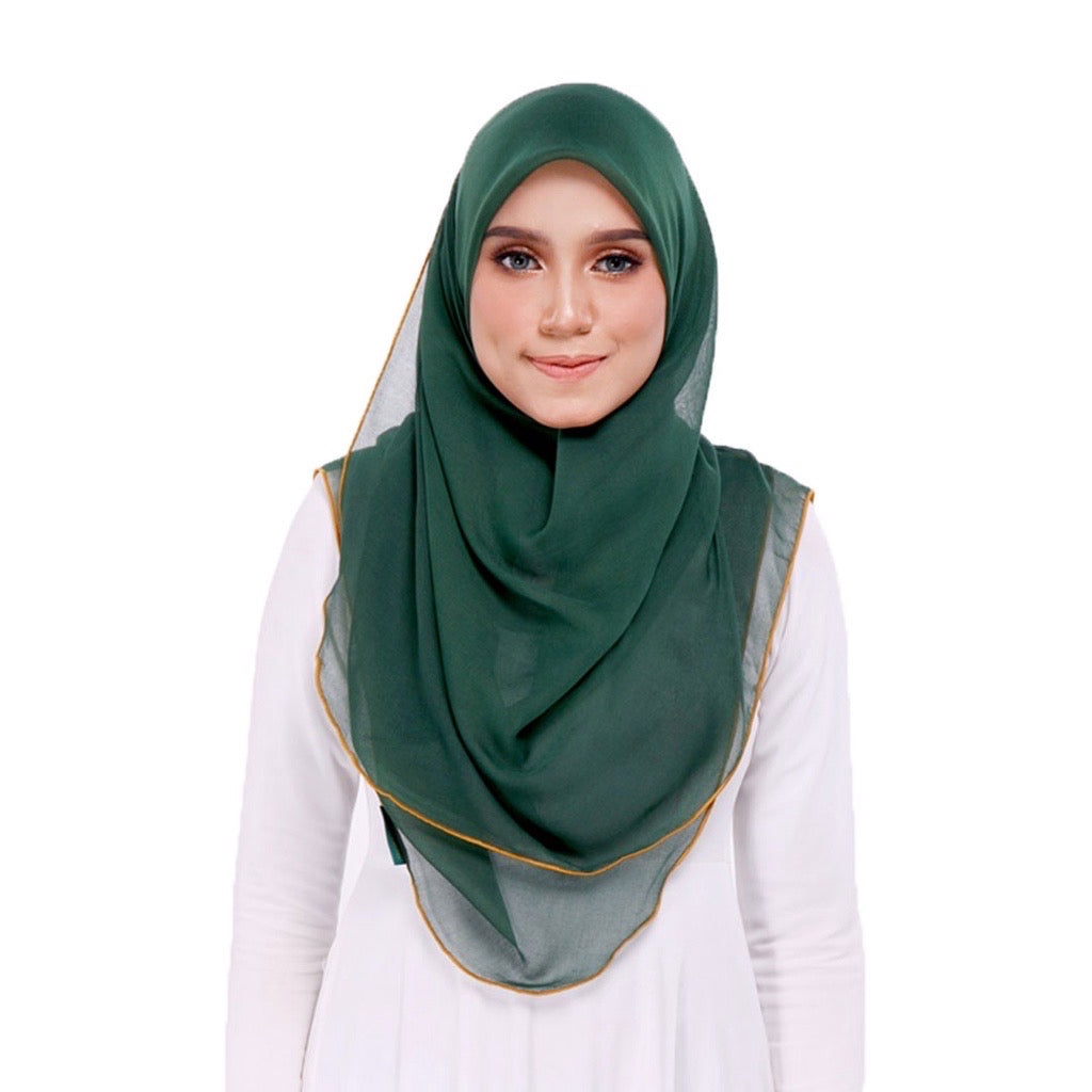 Tudung Bawal Maira Ruffle - Dark Green