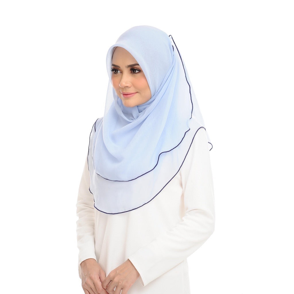 Tudung Bawal Maira Ruffle - Illusion Blue