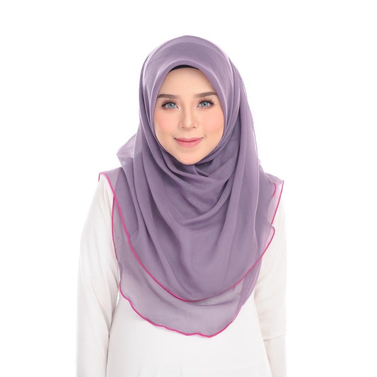 Tudung Bawal Maira Ruffle - Vintage Violet