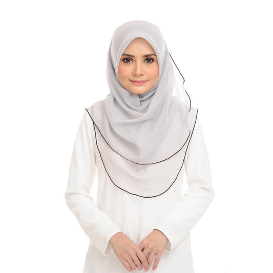 Tudung Bawal Maira Ruffle - Vaporous Grey