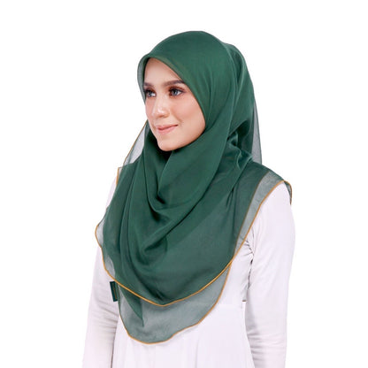 Tudung Bawal Maira Ruffle - Dark Green