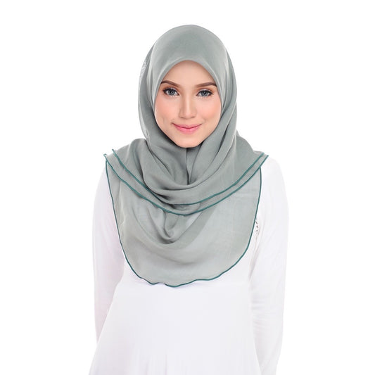 Tudung Bawal Maira Ruffle - Deep Lichen Green