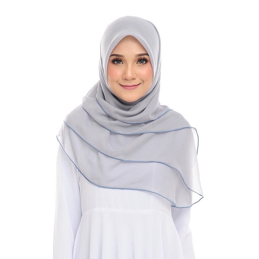 Tudung Bawal Maira Ruffle - Cloud Grey II