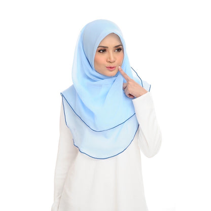 Tudung Bawal Maira Ruffle - Crystal Blue