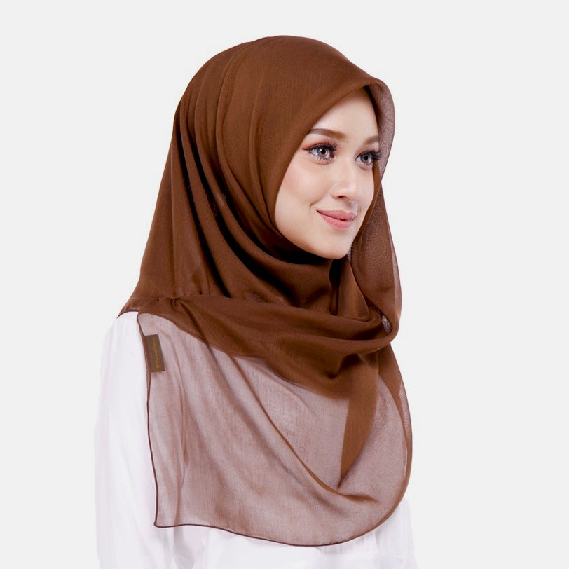 Tudung Bawal Maira Square - Chocolate Brown