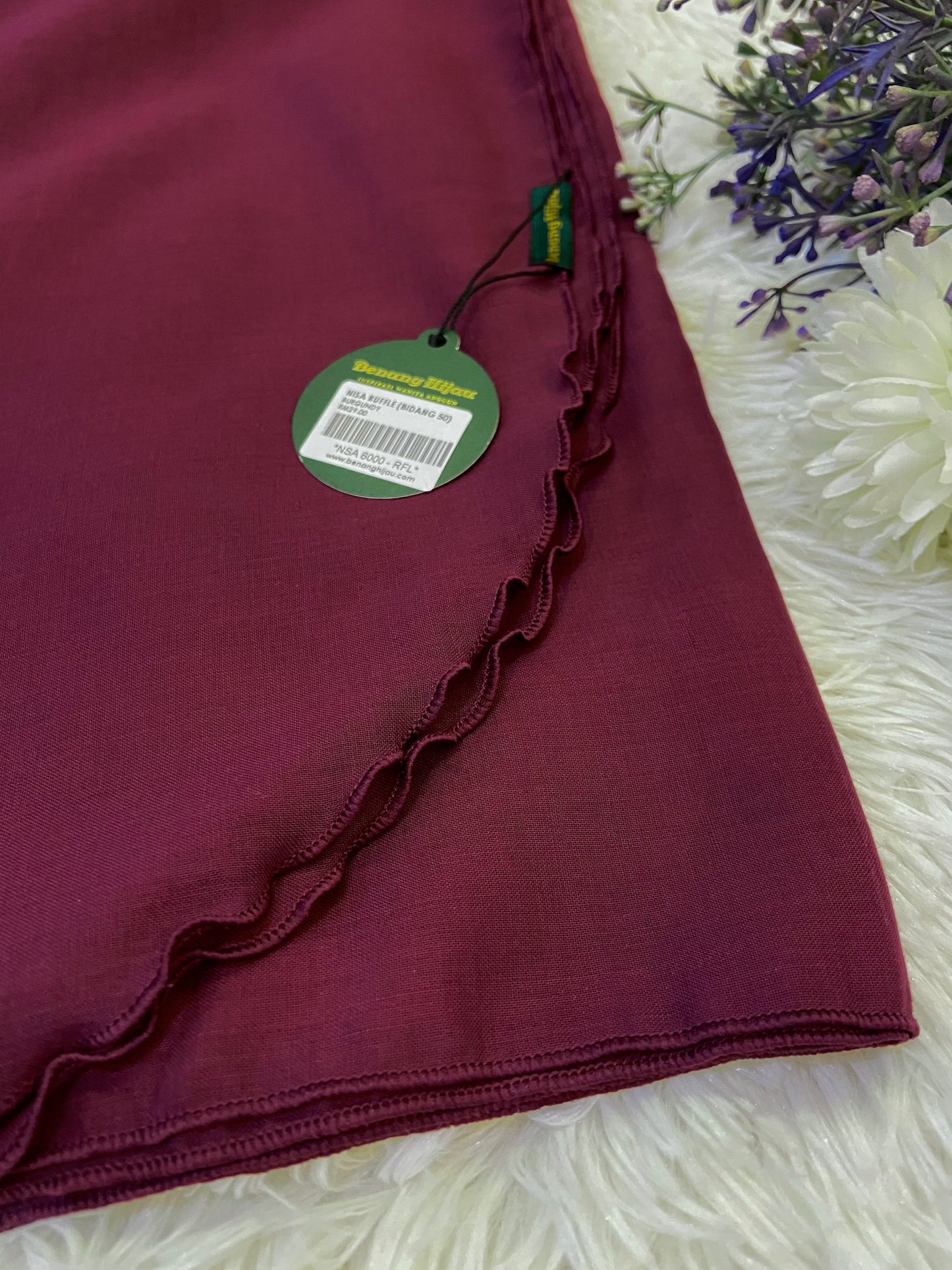 Tudung Bawal Nisa Ruffle - 27 Burgundy