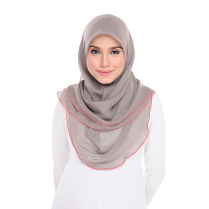 Tudung Bawal Maira Ruffle - Taupe Grey