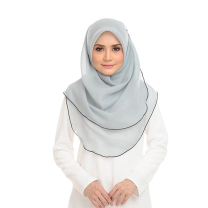 Tudung Bawal Maira Ruffle - Aqua Grey