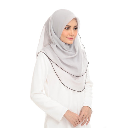 Tudung Bawal Maira Ruffle - Vaporous Grey