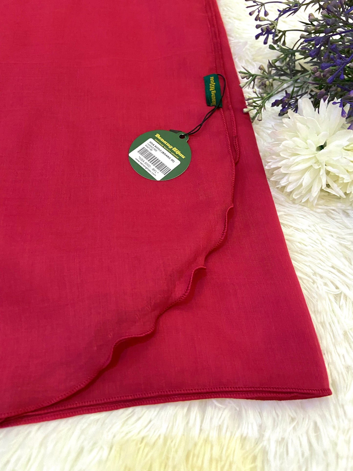 Tudung Bawal Nisa Ruffle - 25 Tango Red