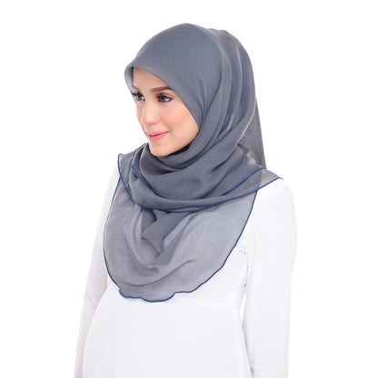 Tudung Bawal Maira Ruffle - Stone Grey