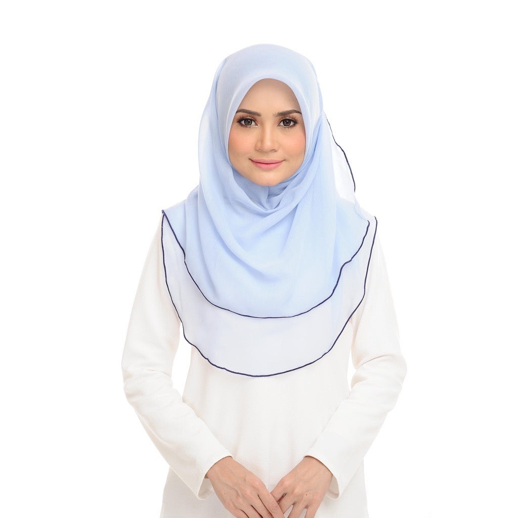 Tudung Bawal Maira Ruffle - Illusion Blue