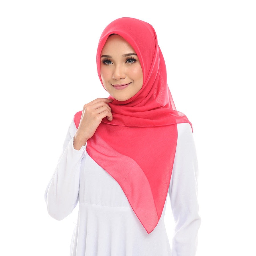 Tudung Bawal Maira Square - Rose Red