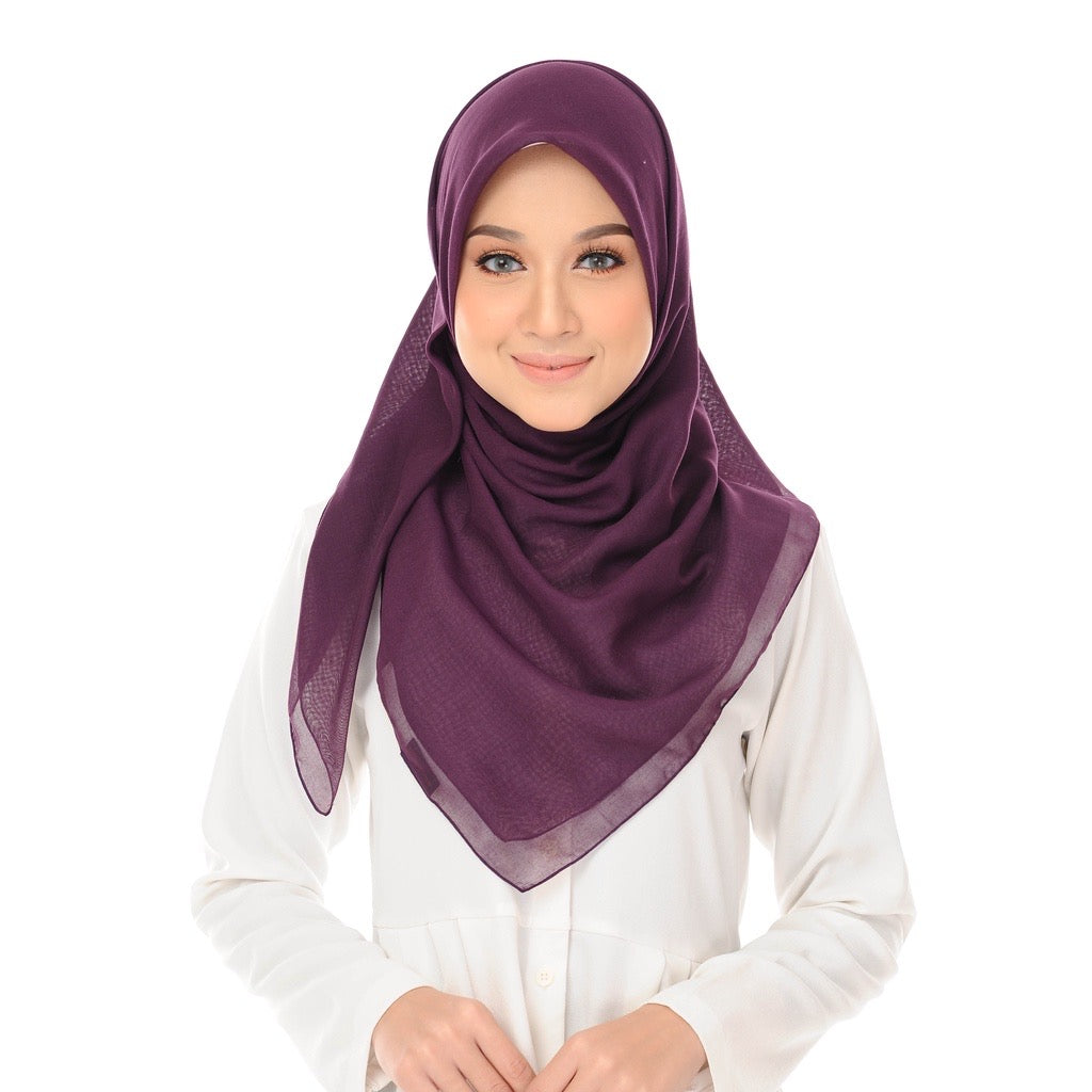 Tudung Bawal Maira Square - Plum