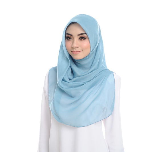 Tudung Bawal Maira Square - Faded Blue