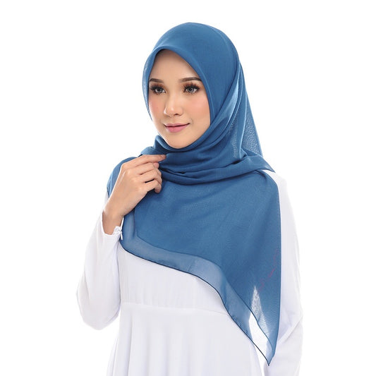 Tudung Bawal Maira Square - Prussian Blue