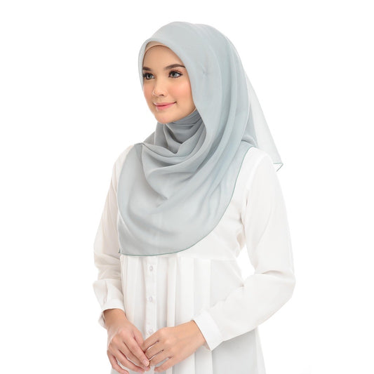 Tudung Bawal Maira Square - Aqua Grey