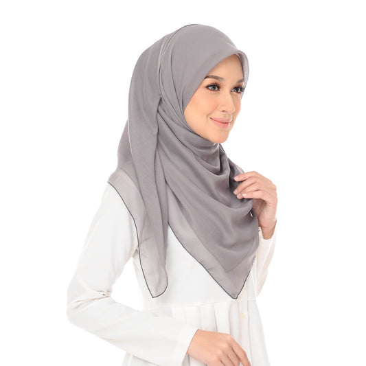 Tudung Bawal Maira Square - Neutral Grey