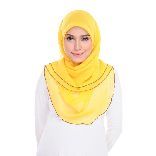 Tudung Bawal Maira Ruffle - Yellow