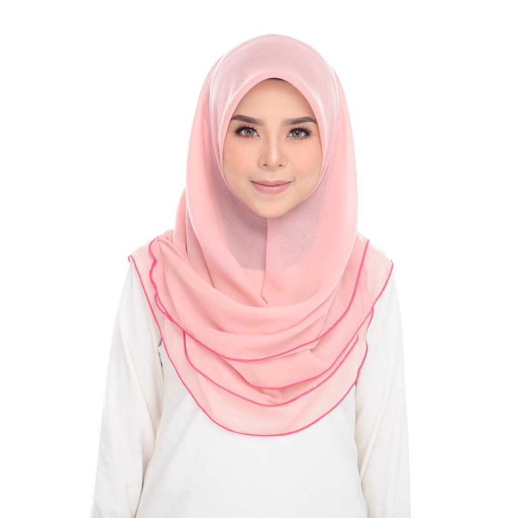 Tudung Bawal Maira Ruffle - Blush Nude II