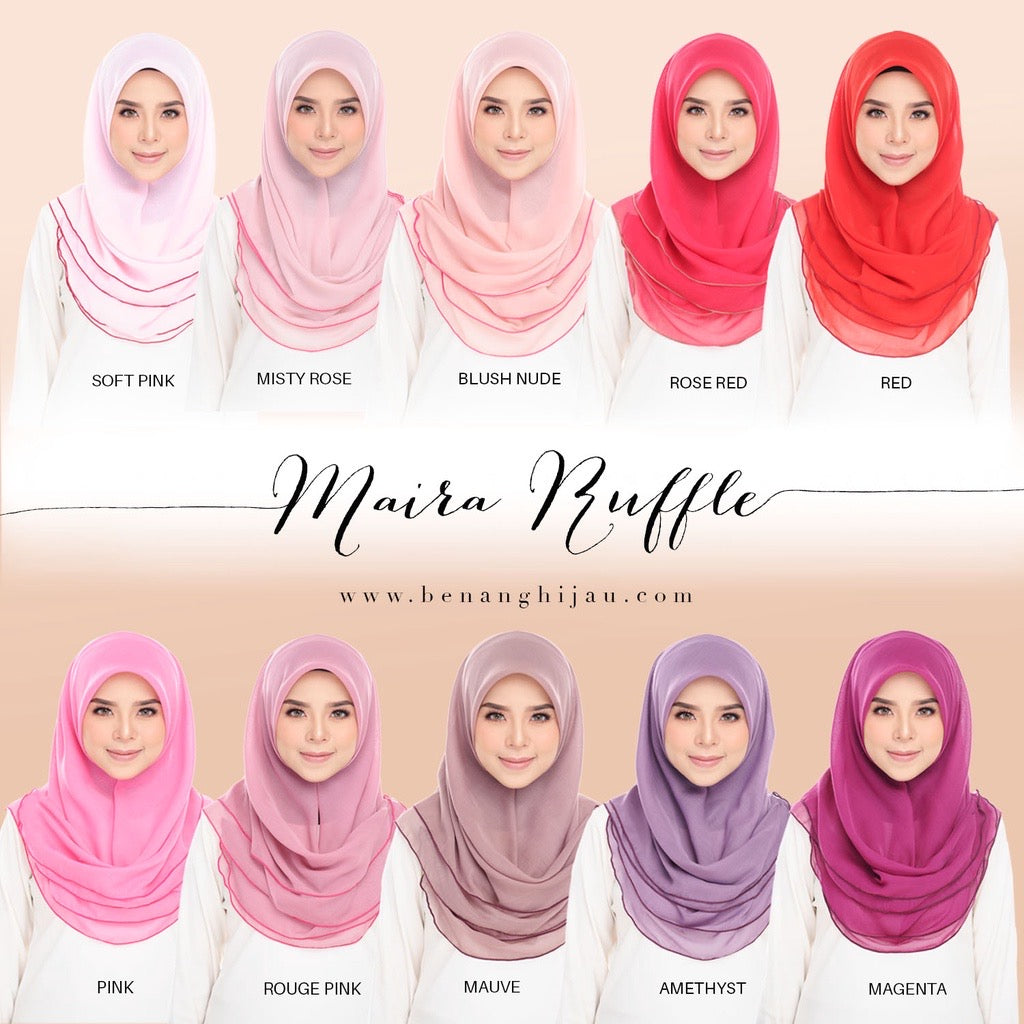 Tudung Bawal Maira Ruffle - Blush Nude II