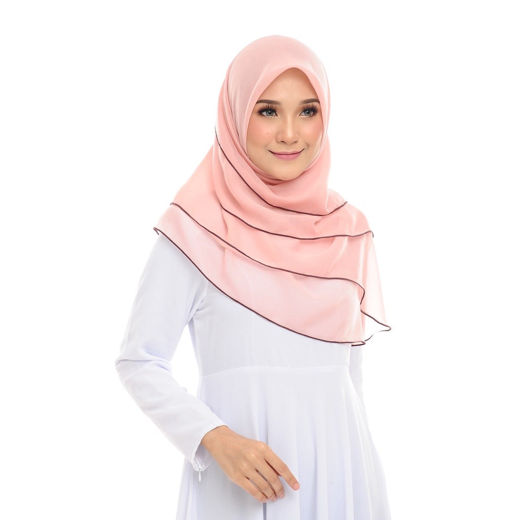 Tudung Bawal Maira Ruffle - Blush Nude III